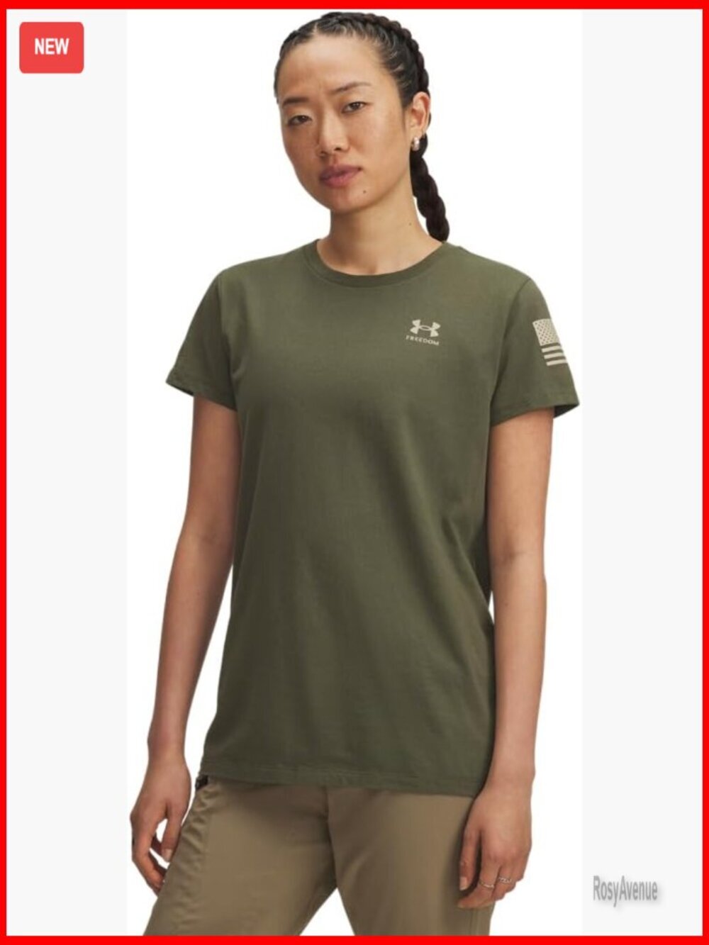 Active Short Sleeve T-Shirt, Cotton Blend, Regular Fit, Flag Graphic